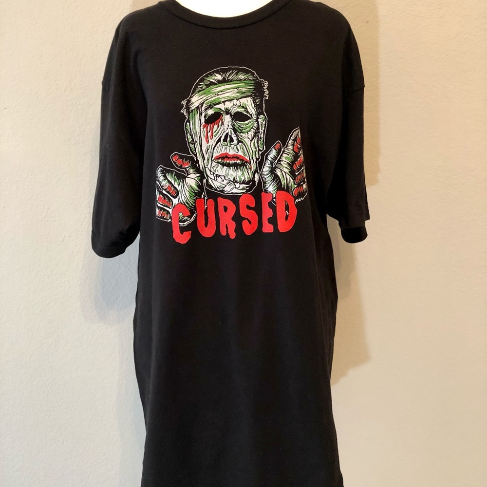 Men’s XL artist screen print Cursed shirt new
